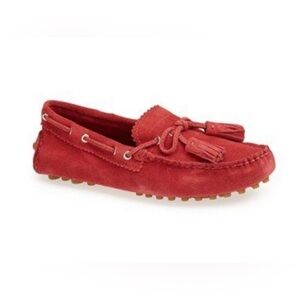 Coach Nadia Suede Vibrant Red Driving Loafers Flat Moccasins with Tassels 7.5